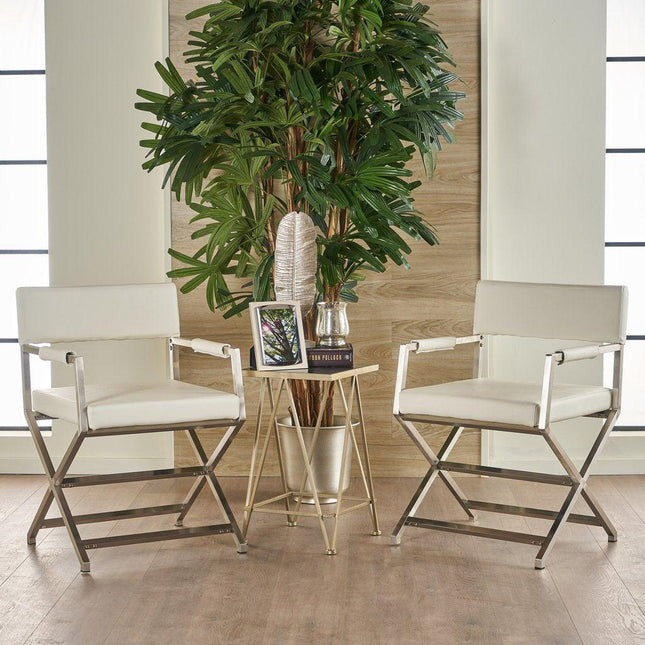Rocklin Steel & Bonded Leather Director chair Armchair in White.