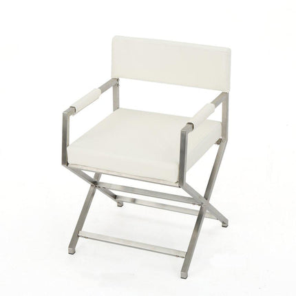 Rocklin Steel & Bonded Leather Director chair Armchair in White.