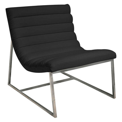 Caviar Bonded Leather & Steel Lounge Accent Chair in Black.