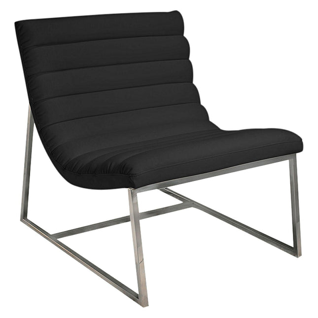 Caviar Bonded Leather & Steel Lounge Accent Chair in Black.