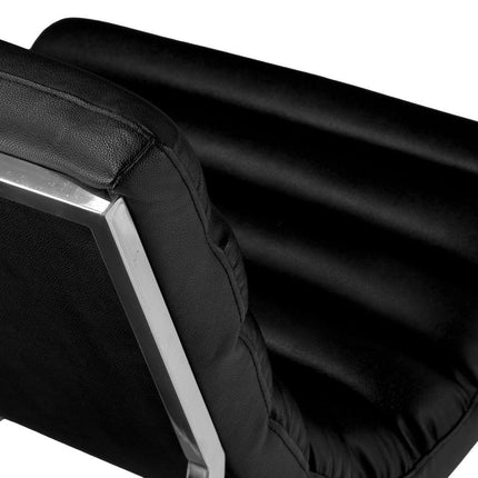 Caviar Bonded Leather & Steel Lounge Accent Chair in Black.
