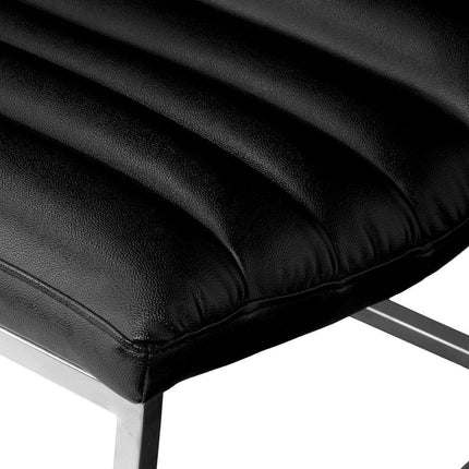 Caviar Bonded Leather & Steel Lounge Accent Chair in Black.