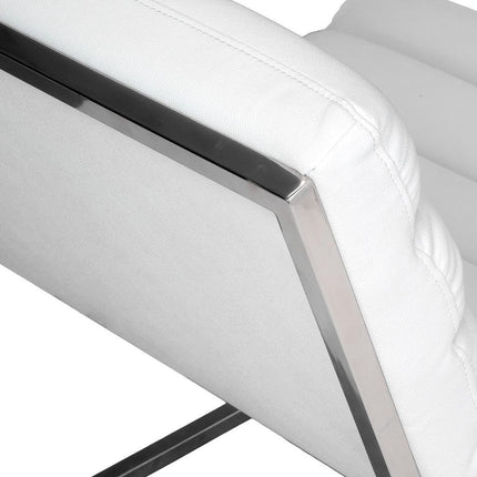 Caviar Bonded Leather & Steel Lounge Accent Chair in White.