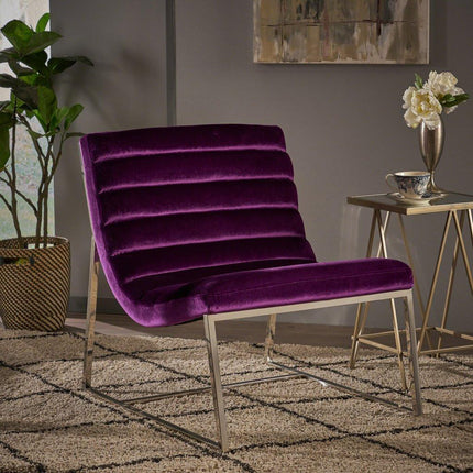 Glorie Plum Velvet Sofa Accent Chair ArmChair.
