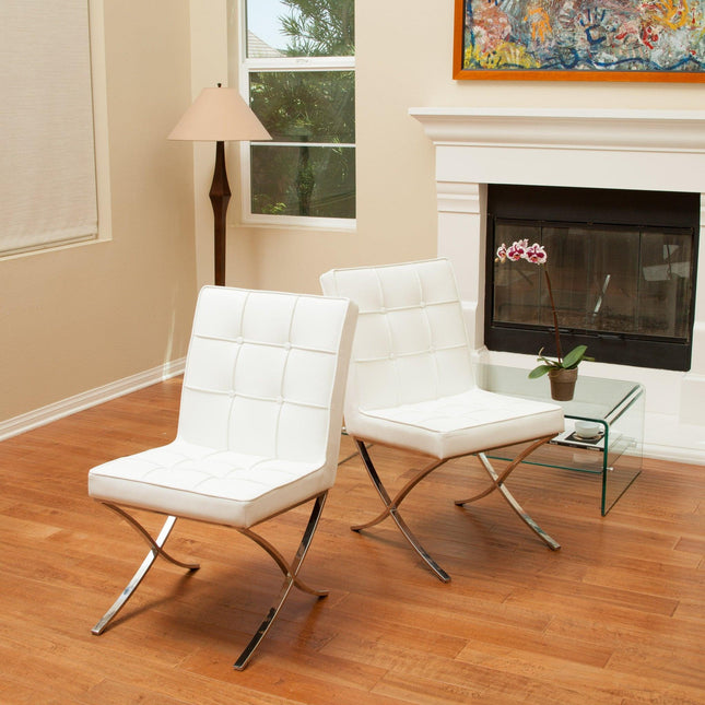 Pandora Modern Bonded Leather Dining Chair in White.