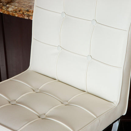 Pandora Bonded Leather & Steel Bar Stool in White.