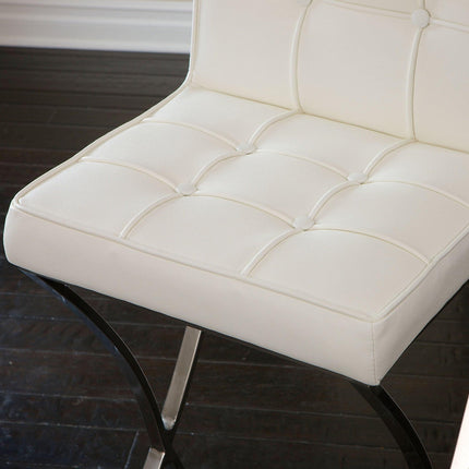 Pandora Bonded Leather & Steel Bar Stool in White.