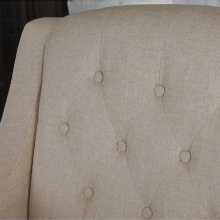 Canberra Fabric Armchair & Ottoman in Begie  Linen.