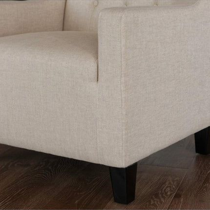 Canberra Fabric Armchair & Ottoman in Begie  Linen.