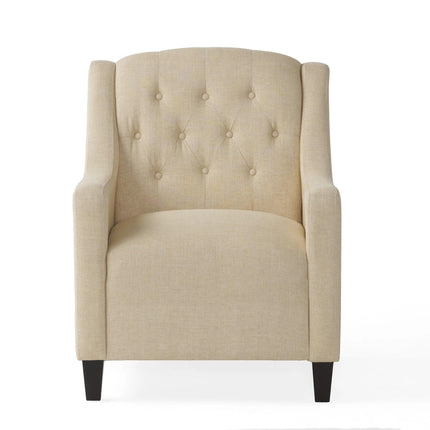 Canberra Fabric Armchair & Ottoman in Begie  Linen.