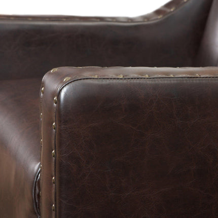 Coogee Bonded Leather Armchair & Ottoman in Brown.