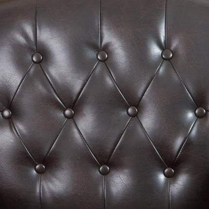 Coogee Bonded Leather Armchair & Ottoman in Brown.