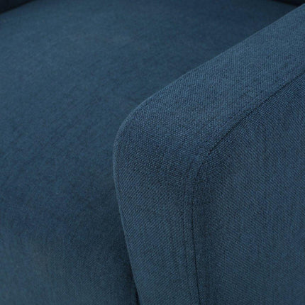 Canberra Linen Fabric Tufted Armchair in Dark Blue.