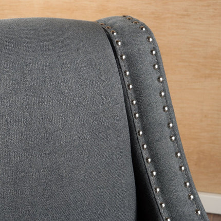 Camden Linen Fabric Studded Armchair in Dark Grey.