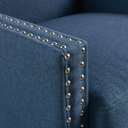 Cecilia Classic Studded Dark Blue Wingback Club Armchair.