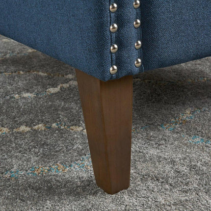 Cecilia Classic Studded Dark Blue Wingback Club Armchair.