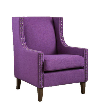 Cecilia Classic Studded Purple Wingback Club Armchair.