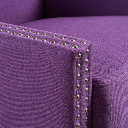 Cecilia Classic Studded Purple Wingback Club Armchair.