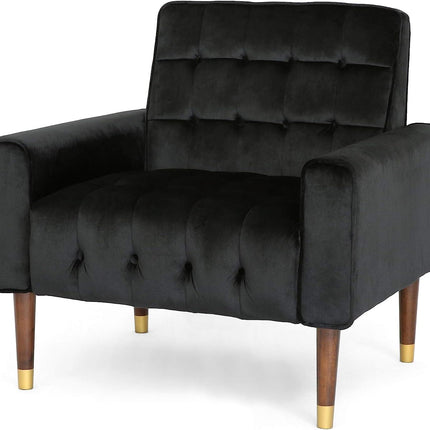 Lewisham Black Tufted Velvet Armchair.