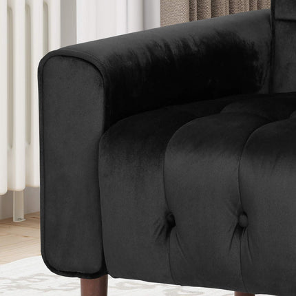 Lewisham Black Tufted Velvet Armchair.