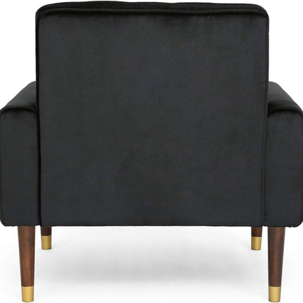 Lewisham Black Tufted Velvet Armchair.