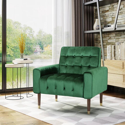Lewisham Emerald Tufted Velvet Armchair.