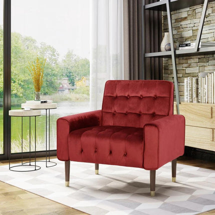 Lewisham Garnet Tufted Velvet Armchair.