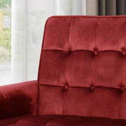 Lewisham Garnet Tufted Velvet Armchair.