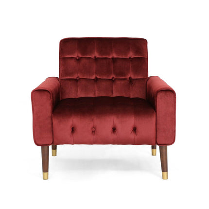 Lewisham Garnet Tufted Velvet Armchair.