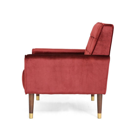 Lewisham Garnet Tufted Velvet Armchair.