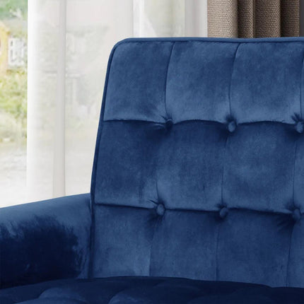 Lewisham Navy Blue Tufted Velvet Armchair.