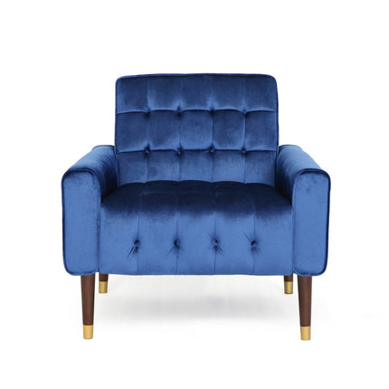 Lewisham Navy Blue Tufted Velvet Armchair.