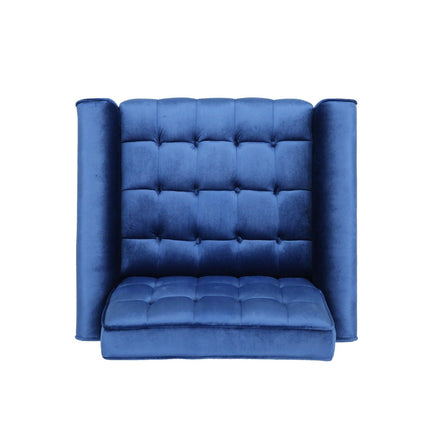 Lewisham Navy Blue Tufted Velvet Armchair.