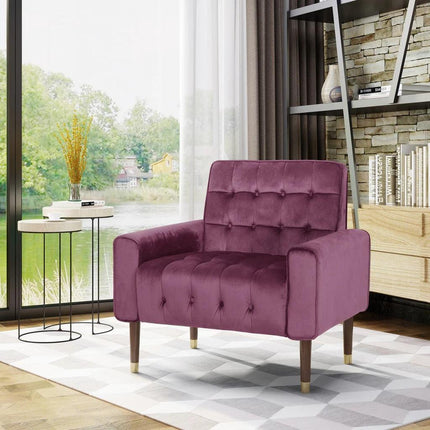 Lewisham Raisin Tufted Velvet Armchair.