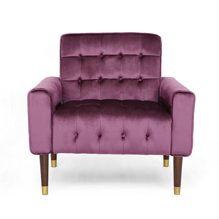 Lewisham Raisin Tufted Velvet Armchair.