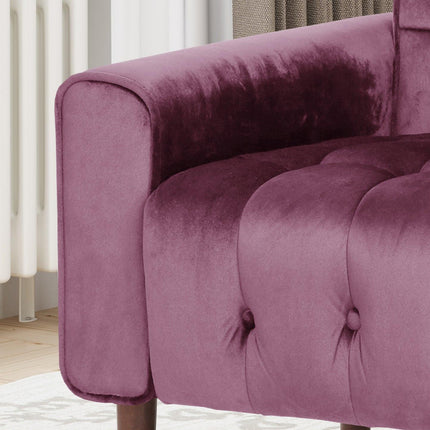 Lewisham Raisin Tufted Velvet Armchair.