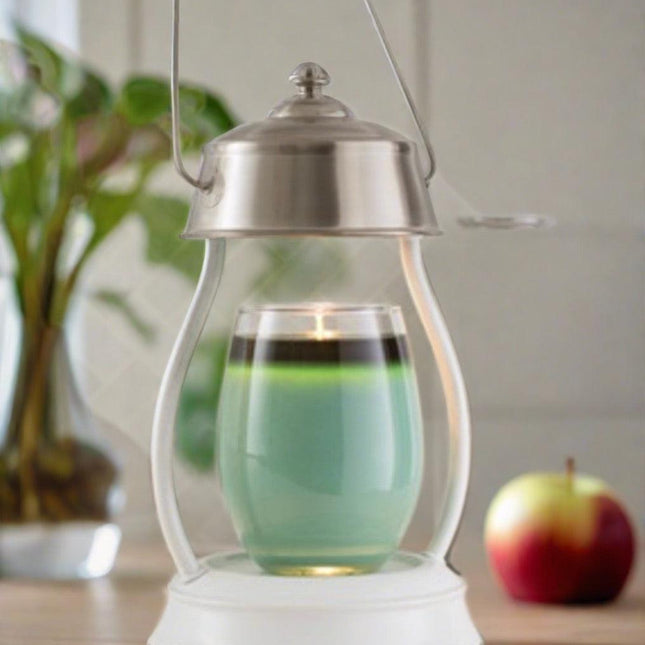 White Nickel Hurricane Lantern.