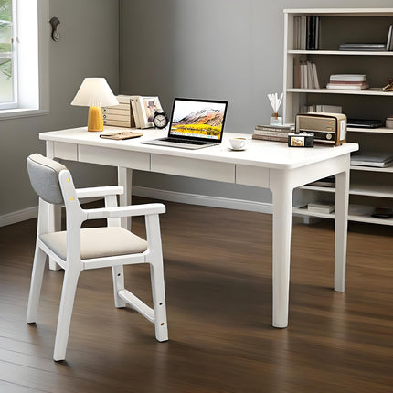 Mitch Solid Wood Study Desk /Rubberwood/Minimal Assembly/White.