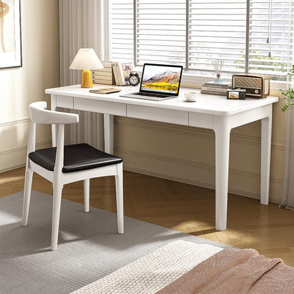 Mitch Solid Wood Study Desk /Rubberwood/Minimal Assembly/White.
