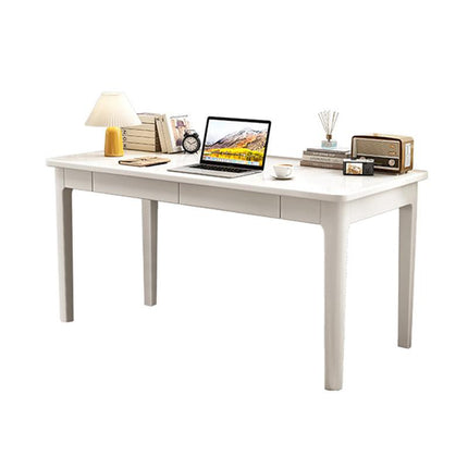 Mitch Solid Wood Study Desk /Rubberwood/Minimal Assembly/White.