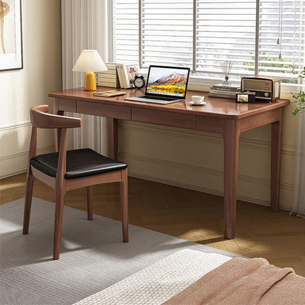 Mitch Solid Wood Study Desk /Rubberwood/Minimal Assembly/Walnut.
