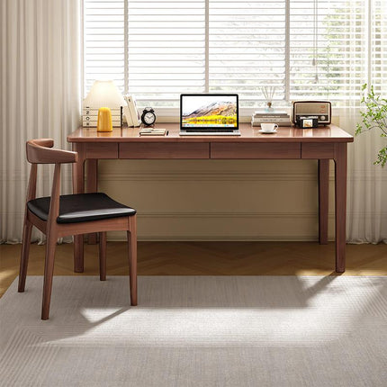 Mitch Solid Wood Study Desk /Rubberwood/Minimal Assembly/Walnut.