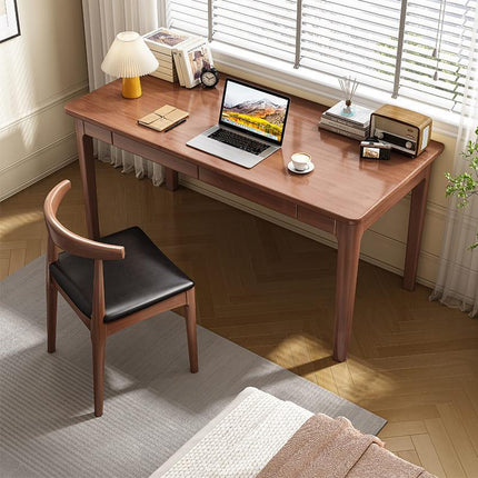 Mitch Solid Wood Study Desk /Rubberwood/Minimal Assembly/Walnut.
