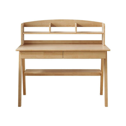 Solid Wood Study Desk with Shelf and Drawers/Rubberwood/Home Office Desk.