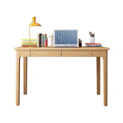 Mitch Solid Wood Study Desk /Rubberwood/Minimal Assembly/Natural Wood Colour.