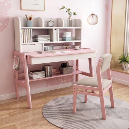 Ave Solid Wood Study Desk with Shelf and Drawers/Bookcase/Rubberwood.