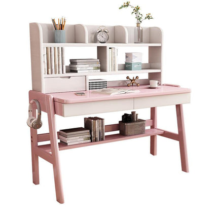 Ave Solid Wood Study Desk with Shelf and Drawers/Bookcase/Rubberwood.