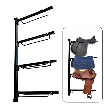 Samland Foldable 4-Tier Saddle Rack Wall Mounted Saddle Stand Space-Saving Steel Holder for Horse Tack.