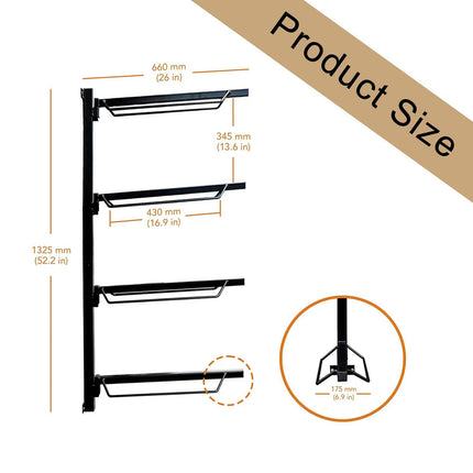 Samland Foldable 4-Tier Saddle Rack Wall Mounted Saddle Stand Space-Saving Steel Holder for Horse Tack.