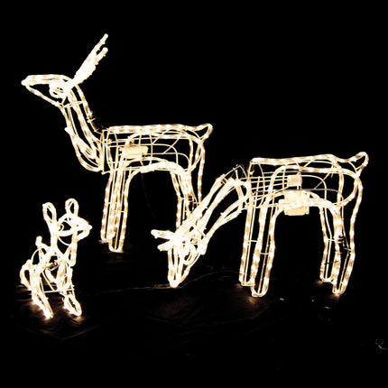 Samland 3 Sets Moving Head Reindeer Family Rope Light for Christmas Yard Decoration.